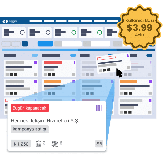 CRM programında kanban tablosu ile satış takibi